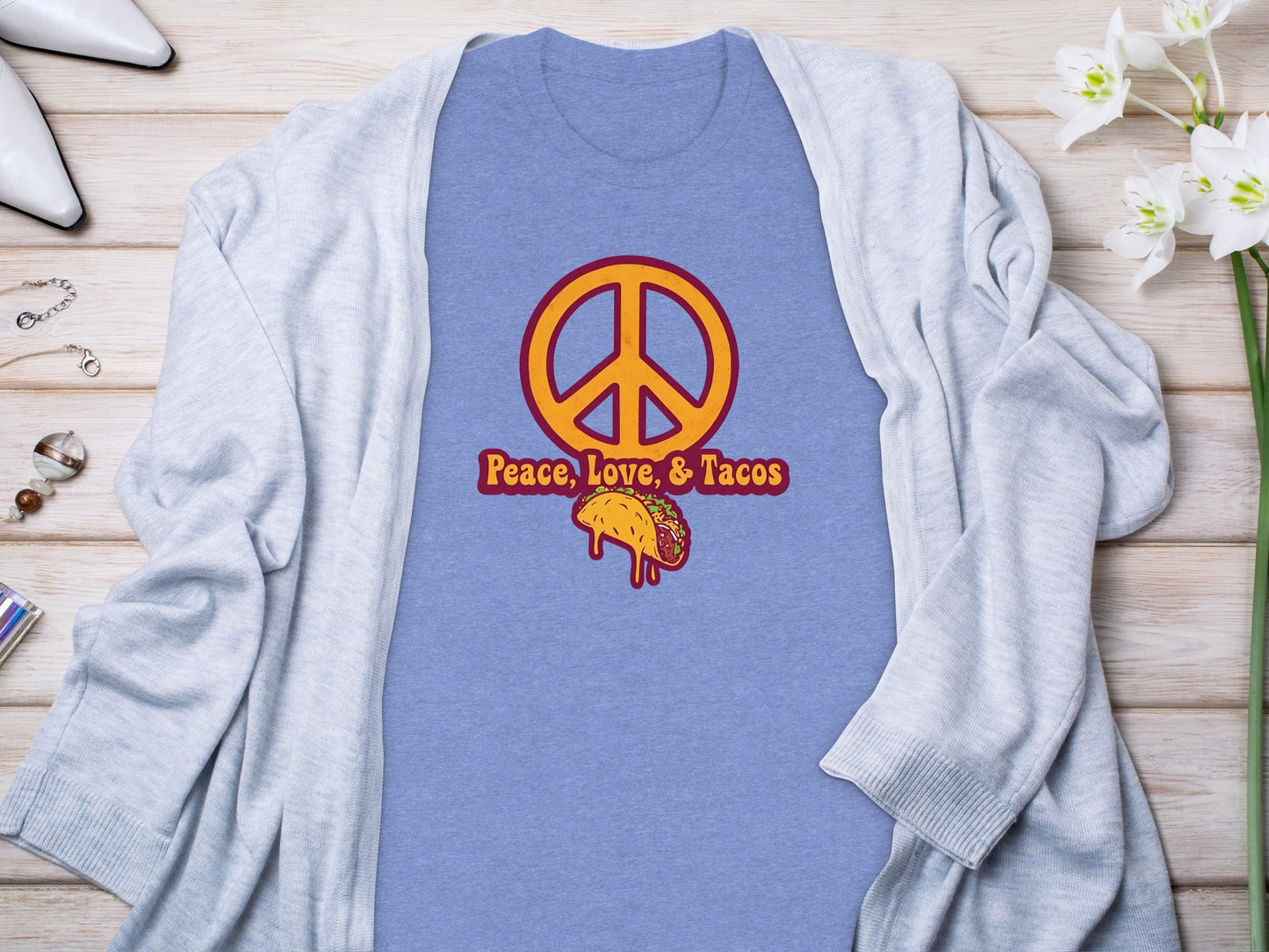 Peace Love Tacos Illustration for Taco Enthusiasts T-Shirt