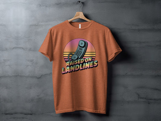 Raised on Landlines Retro Style Phone Design T-Shirt