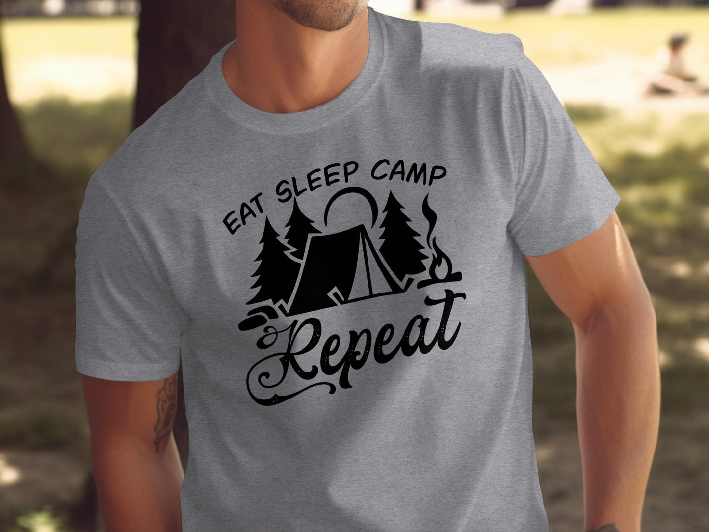Eat Sleep Camp Repeat Adventure Graphic Camping T-Shirt