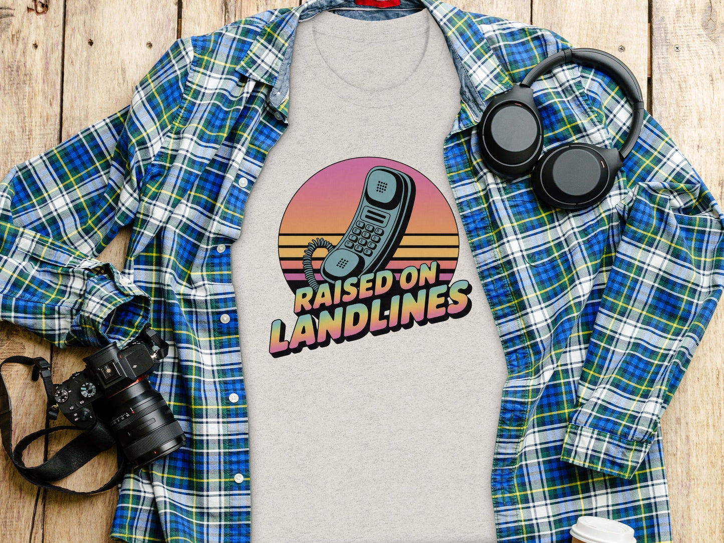 Raised on Landlines Retro Style Phone Design T-Shirt