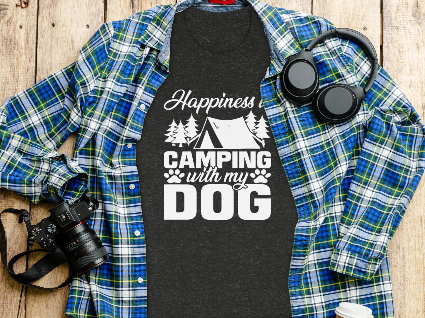 Happiness is Camping with My Dog Awesome Graphic T-Shirt