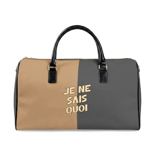 Je Ne Sais Quoi Leather Travel Bag – Grey & Tan Weekender Duffle