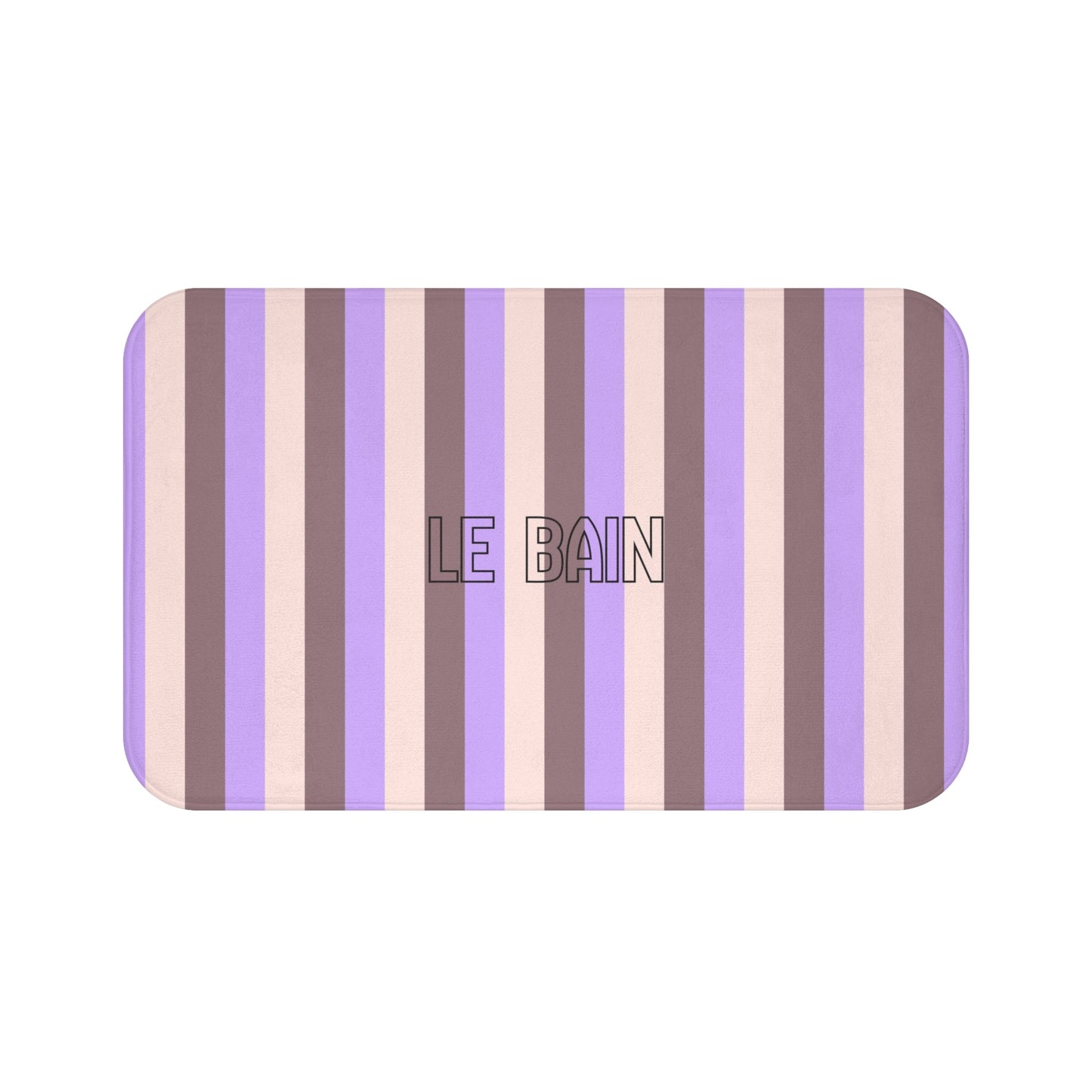 Le Bain Striped Bath Mat — Lavender & Taupe Modern Bathroom Rug