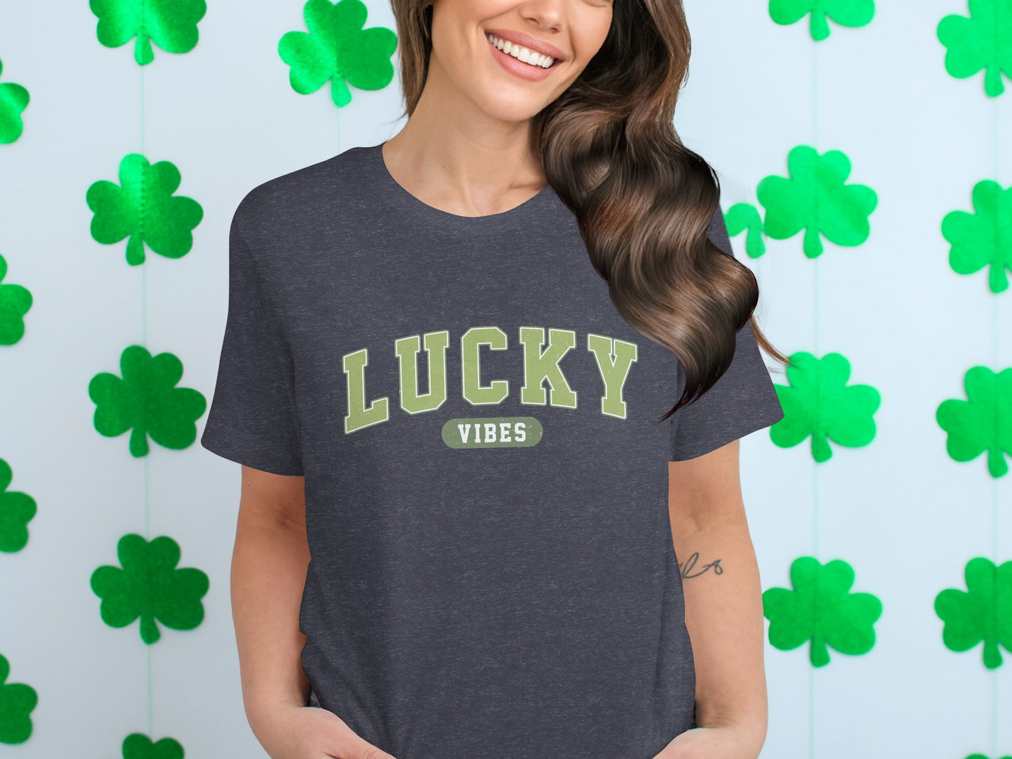 Lucky Vibes T-Shirts, Good Luck T Shirts, Positive Vibes Tees, Trendy Luck Shirts, Lucky Graphic Tees, Casual Lucky T Shirts