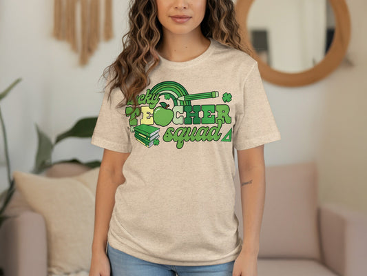 Lucky Teacher Squad St Patricks Day Green Design T-Shirt