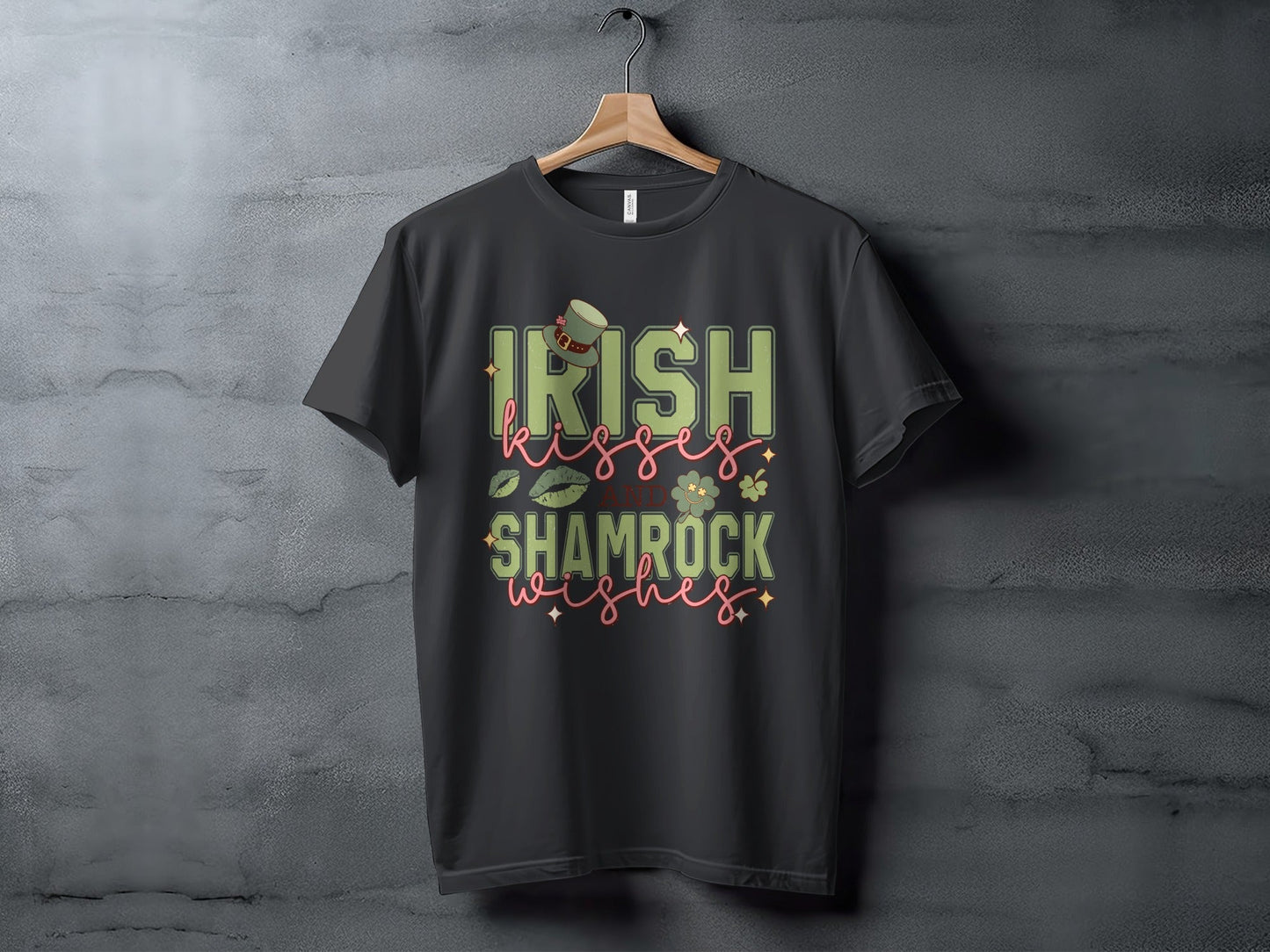 Irish Kisses Shamrock Wishes T-Shirts, St Patricks Day T-Shirts, Lucky Shirt, St Paddys Day Tee, St Patricks Day Gifts, Irish Gifts