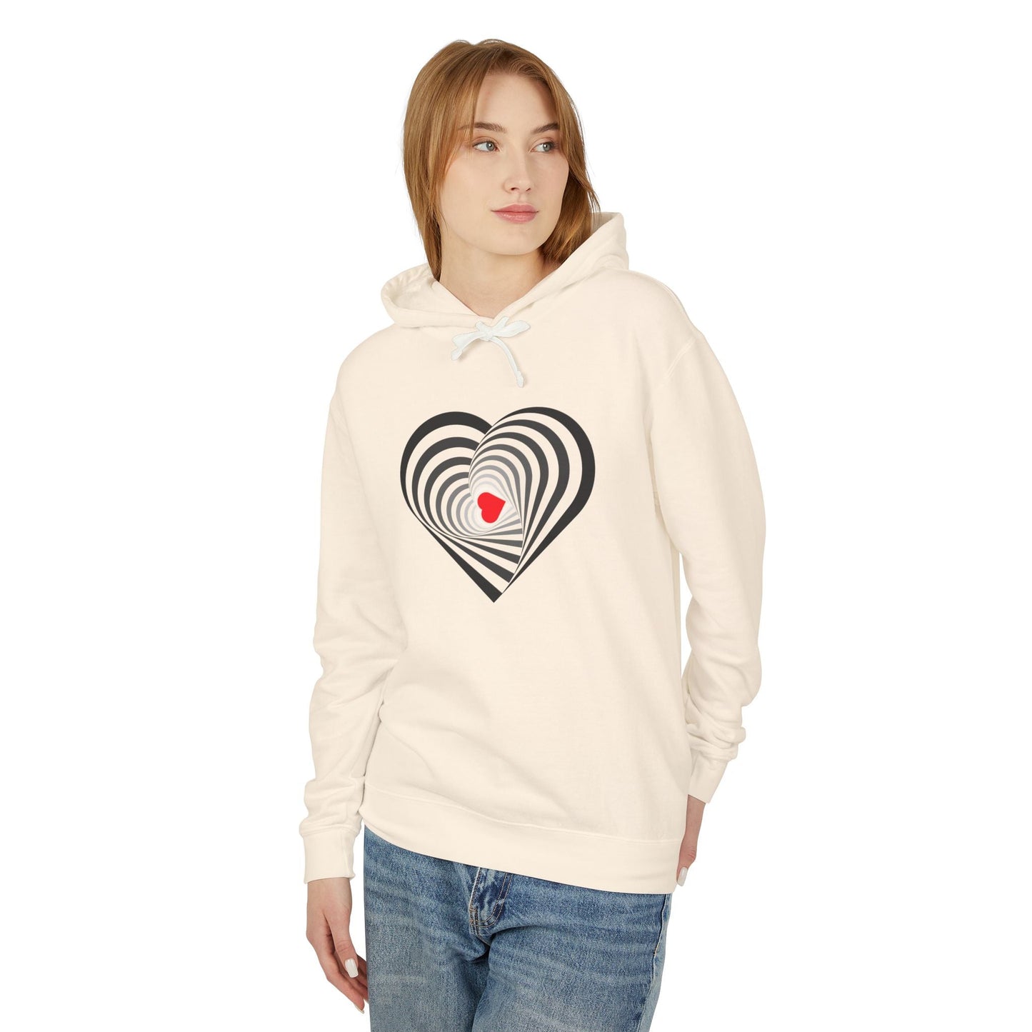 Heart Spiral Unisex Lightweight Hoodie - Valentine's Day Gift