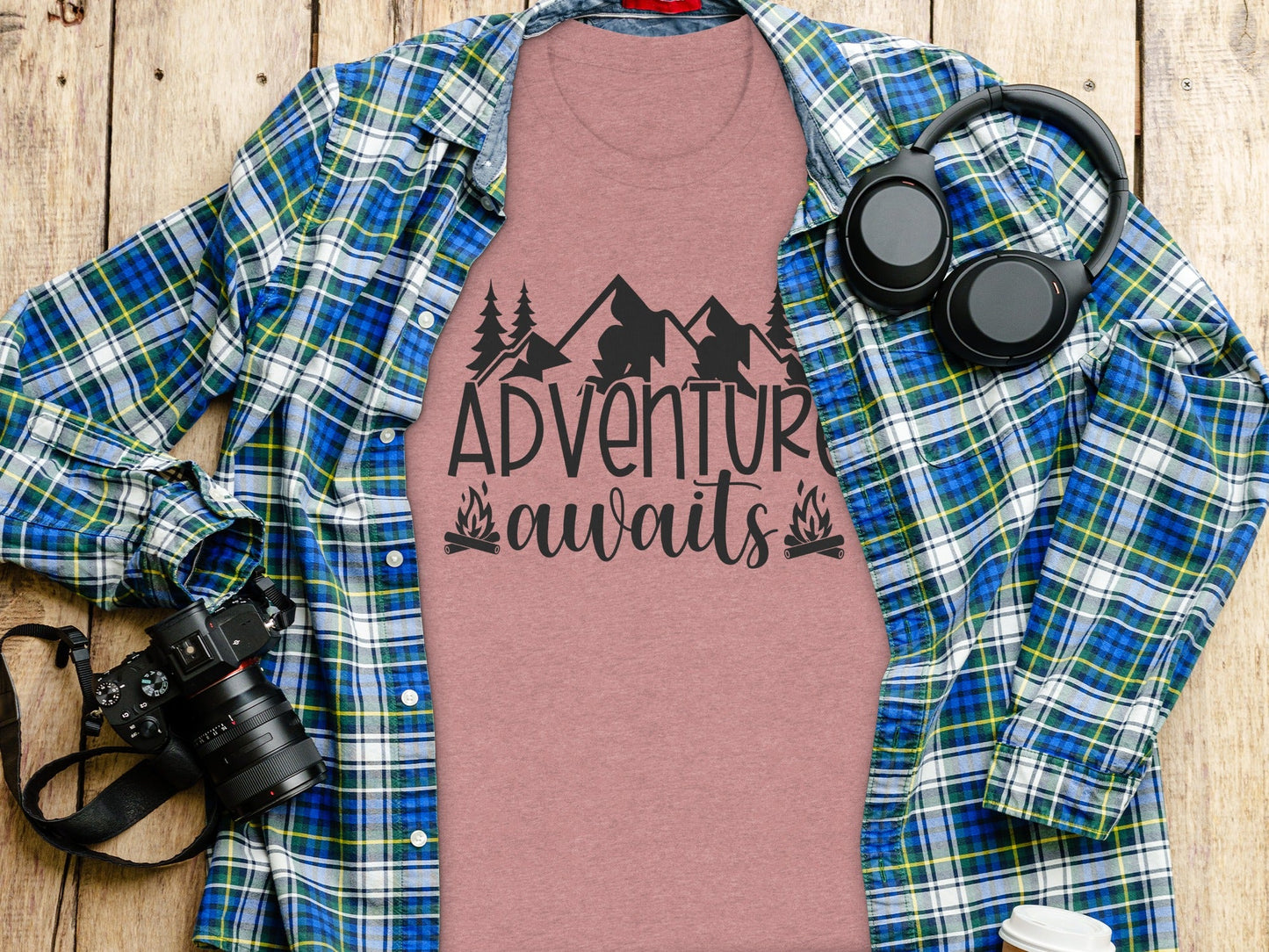 Adventure Awaits with Mountains and Campfires T-Shirt