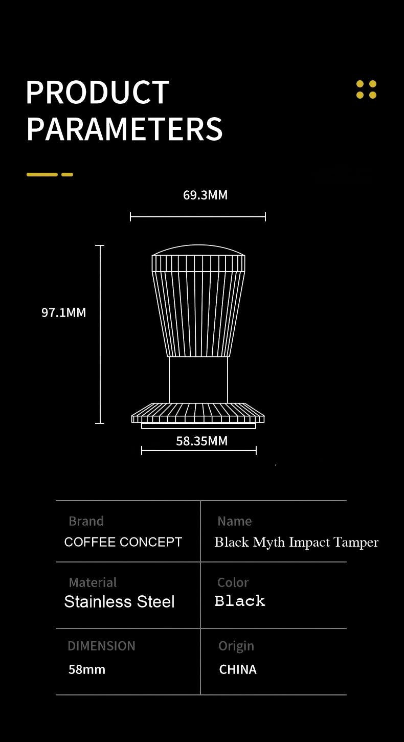 Black Myth Impact Tamper - 30LB Constant Force Spring Espresso Tamper Under $49