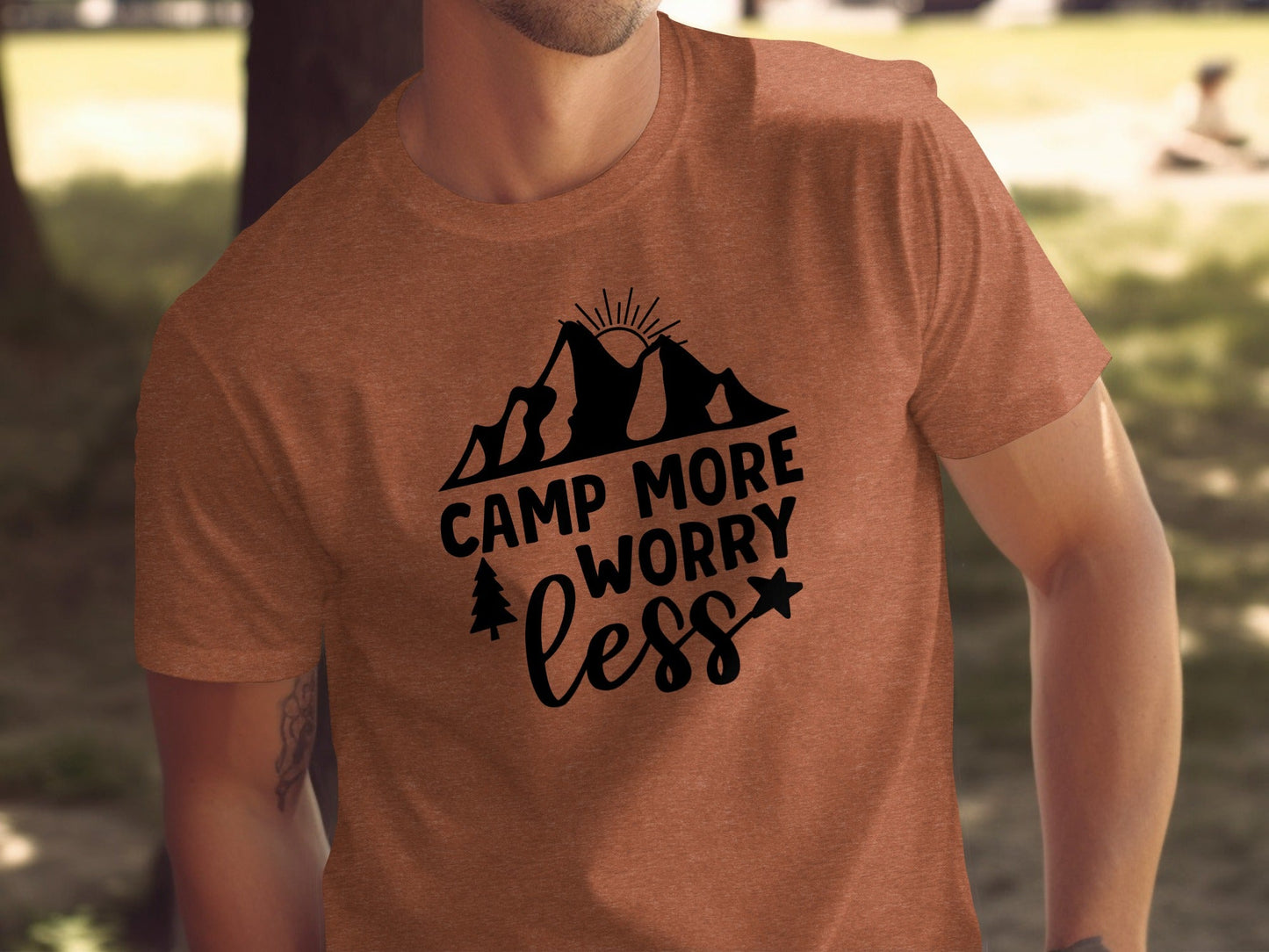 Camp More Worry Less Adventure Outdoors Lifestyle T-Shirt