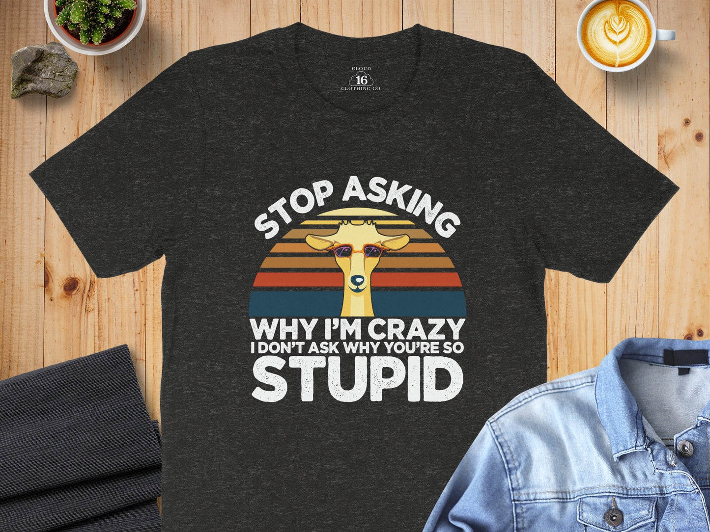 Stop Asking Why I'm Crazy Funny Llama Graphic T-Shirt