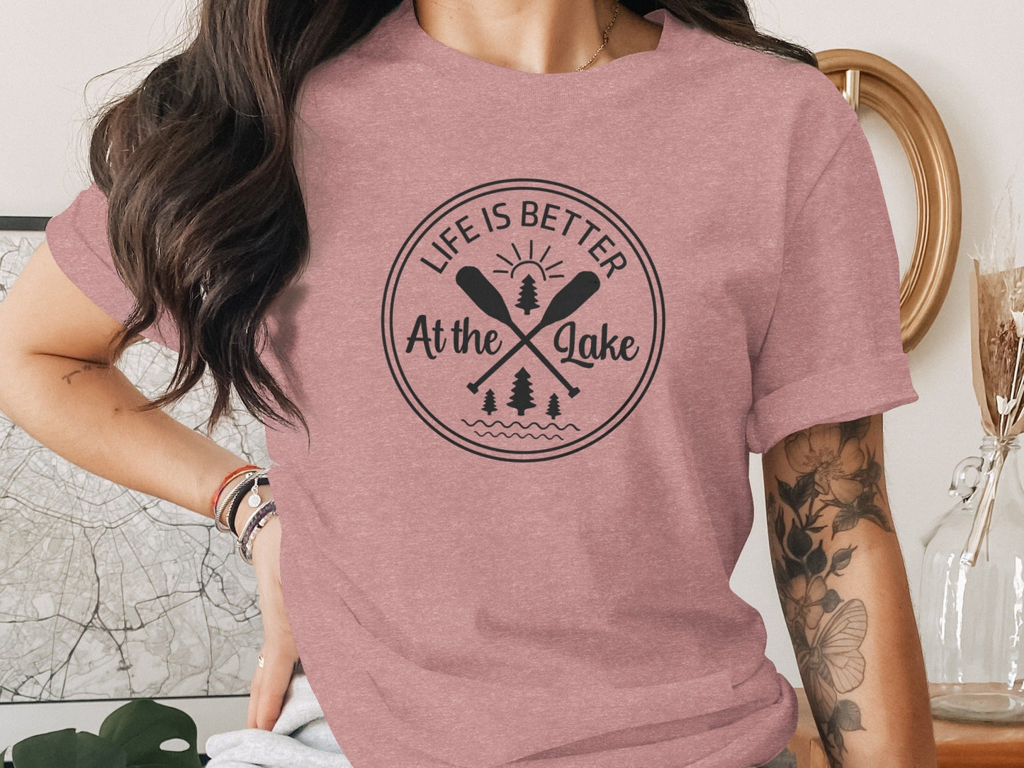 Life Is Better At The Lake Paddle Sun Trees T-Shirt