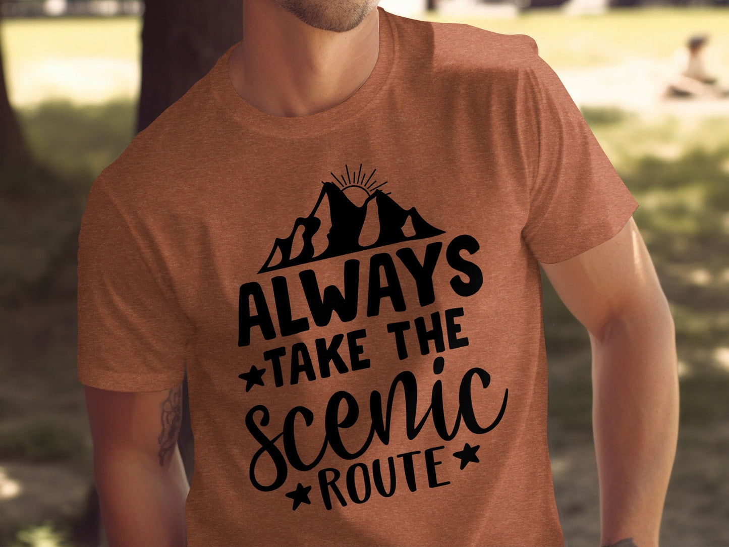 Always Take The Scenic Route With Mountains T-Shirt