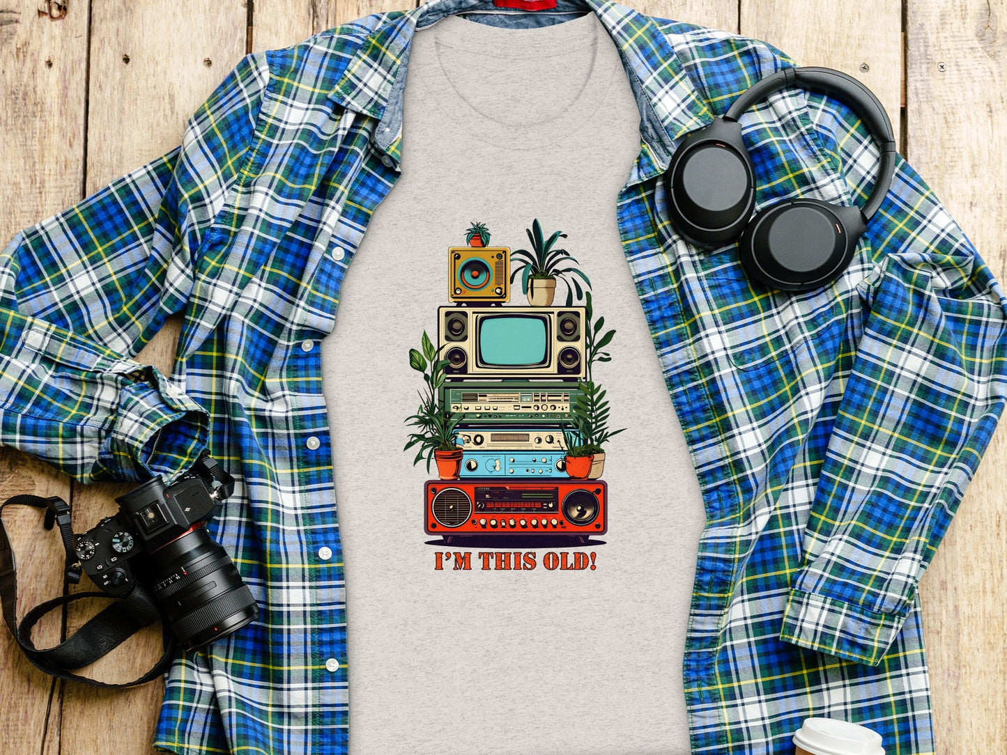 I'm This Old Electronics Tower With Plants Graphic T-Shirt