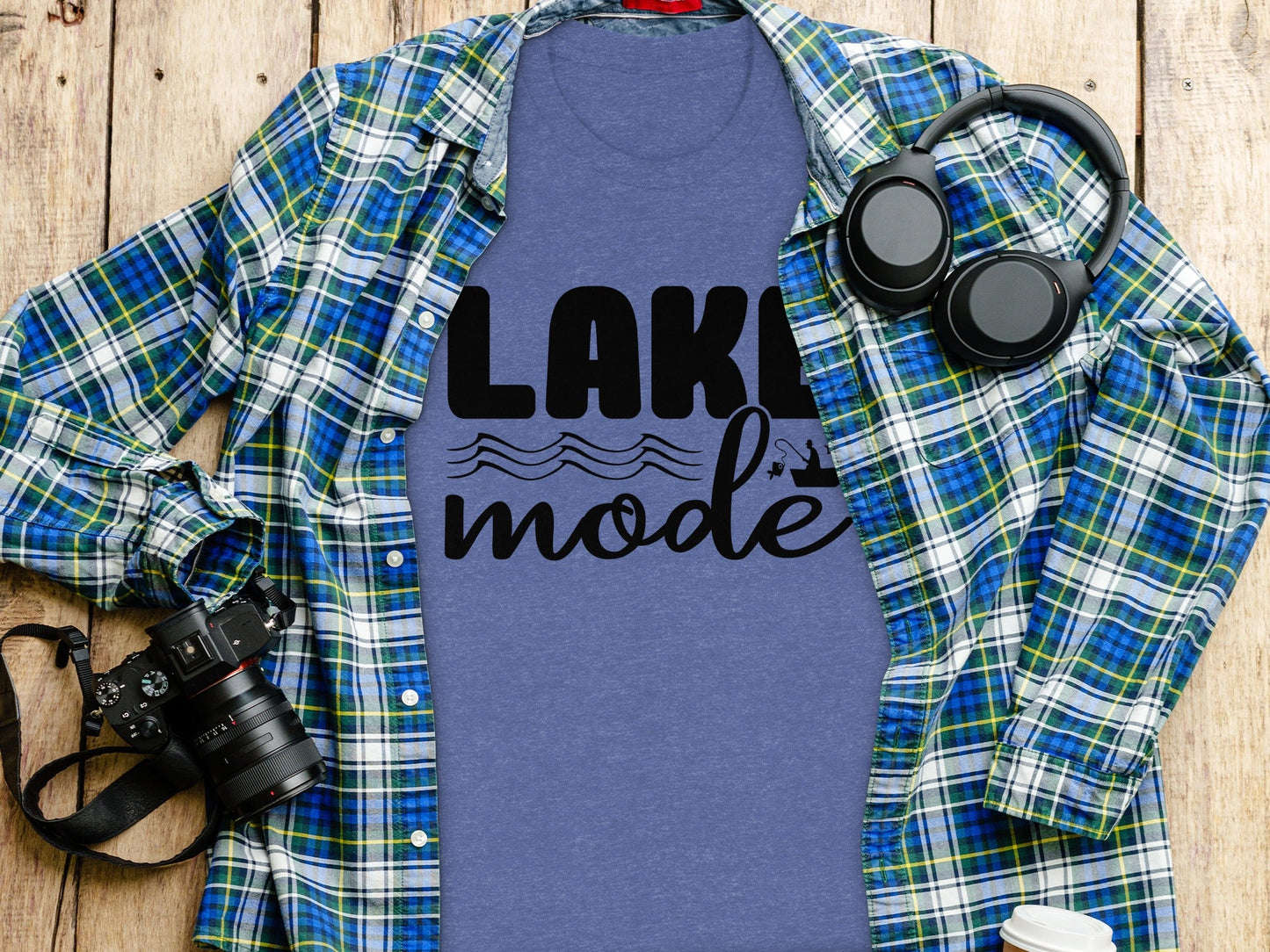 Lake Mode With Fishing Design Graphic Great Outdoors T-Shirt