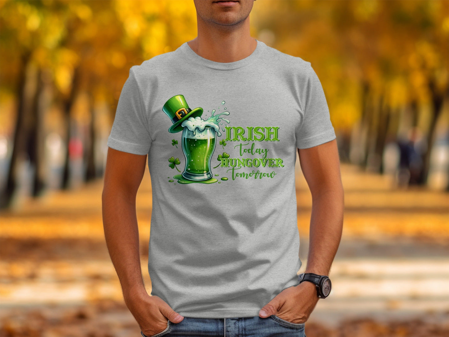 Funny Irish T-Shirts, St Patricks Day Shirts, Irish Today Hungover Tomorrow T-Shirts, Green Beer Lover T-Shirts, Lucky Shamrock Gift