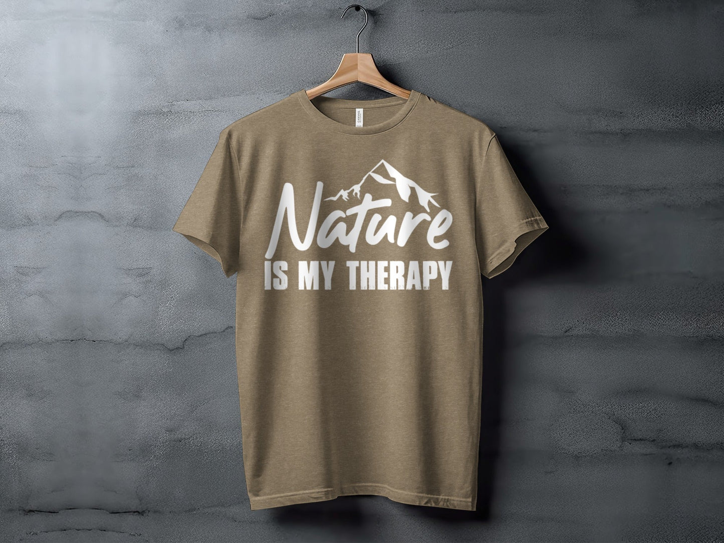 Nature is my Therapy White Text with Mountain T-Shirt