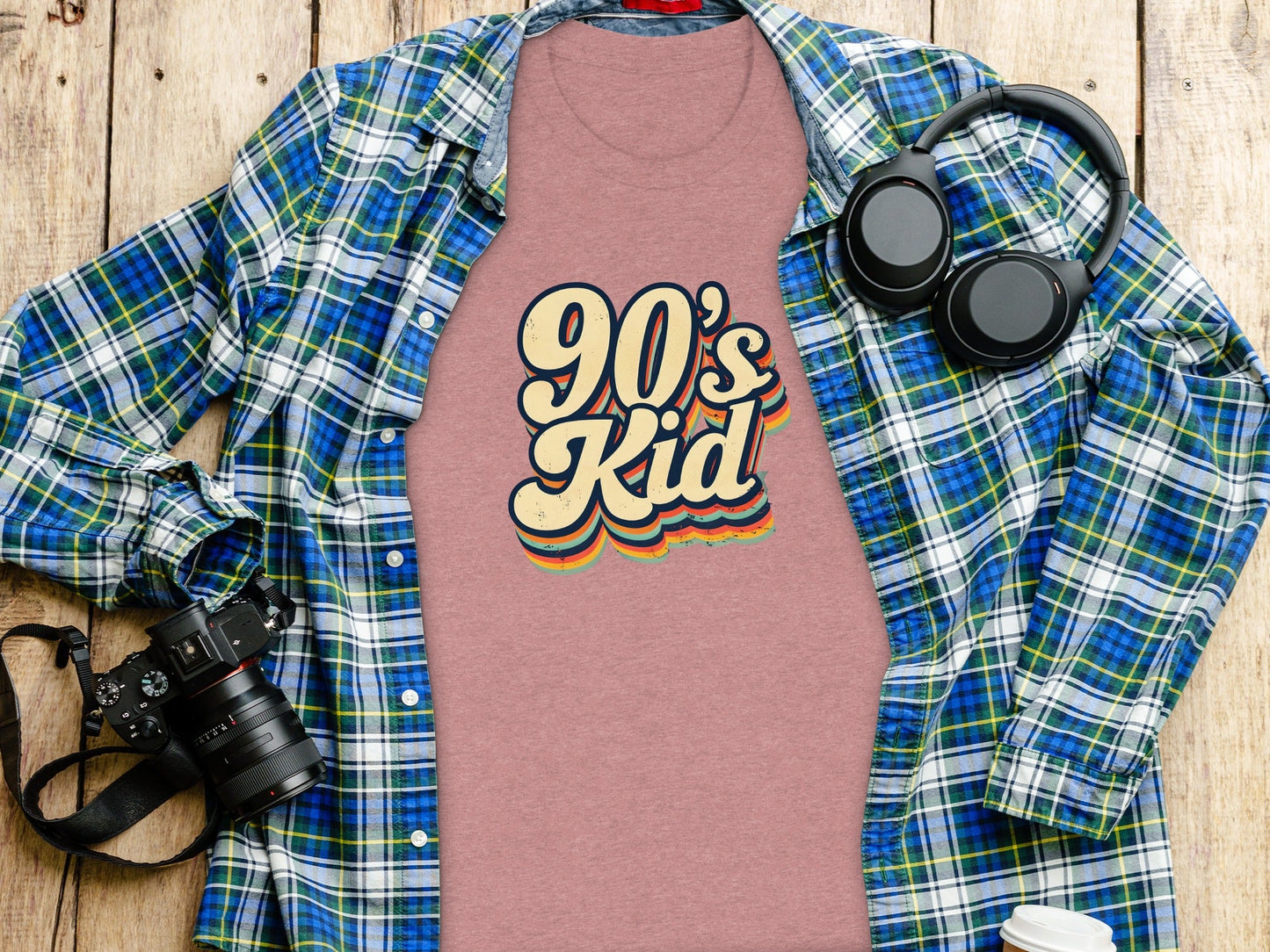 Retro 90s Kid Layered Text Design Trendy Cool Style T-Shirt