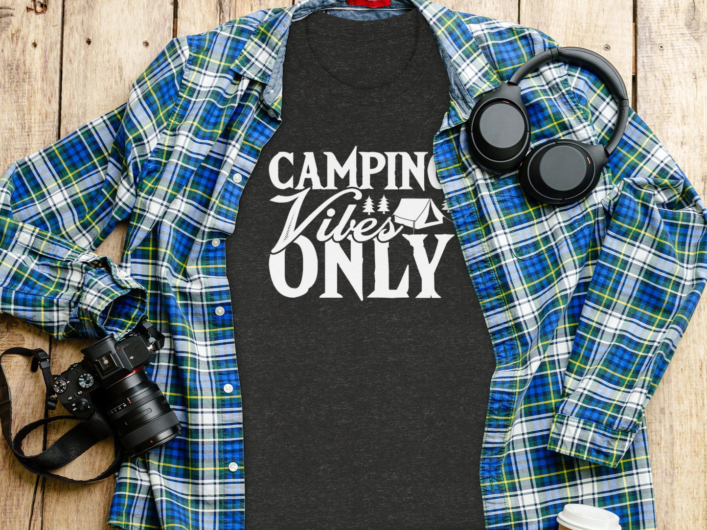 Camping Vibes Only With Tent Graphic Camping T-Shirt