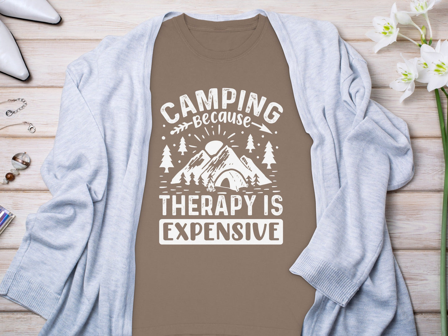 Camping Because Therapy is Expensive Outdoor Long Sleeve T-Shirt