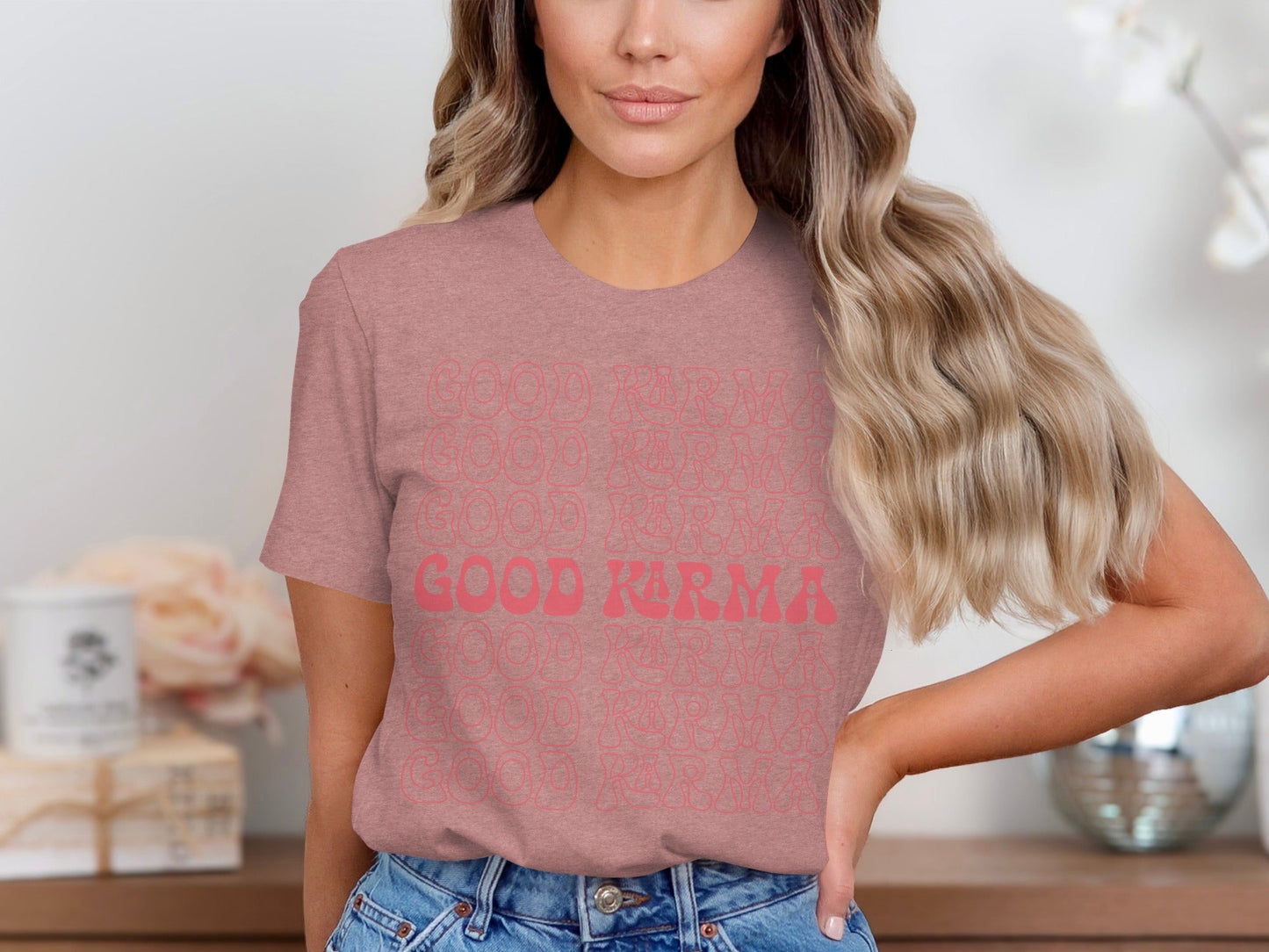 Good Karma Positive Vibes Graphic Design Pattern T-Shirt