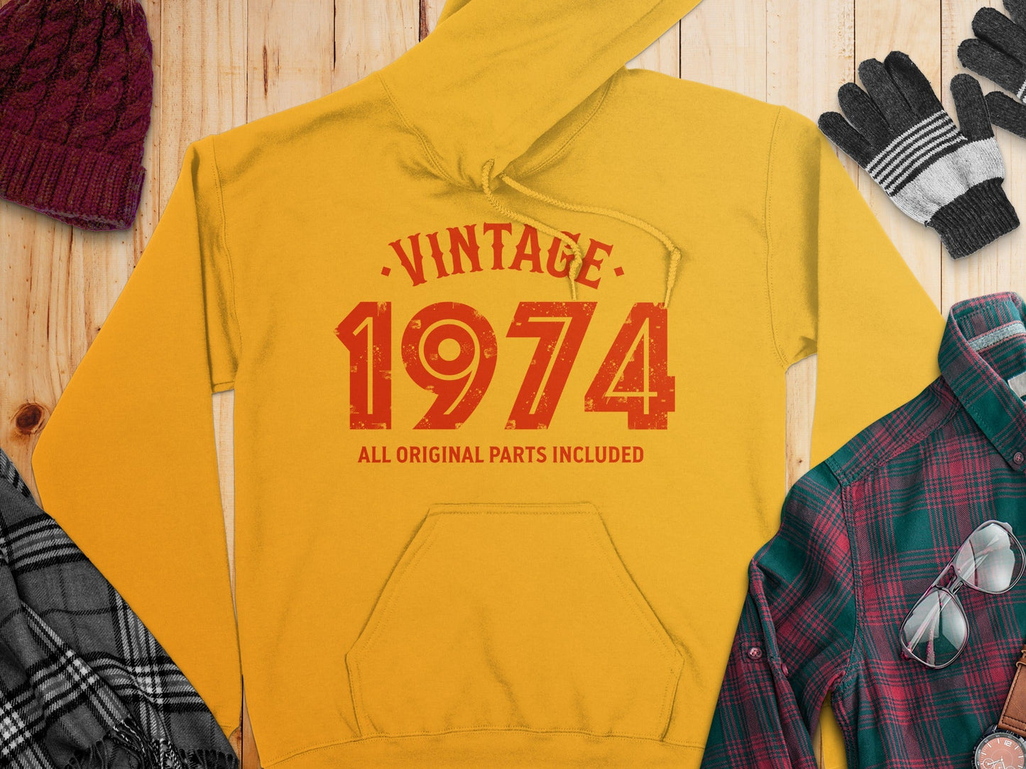 Vintage 1974 All Original Parts Included Design Hoodie