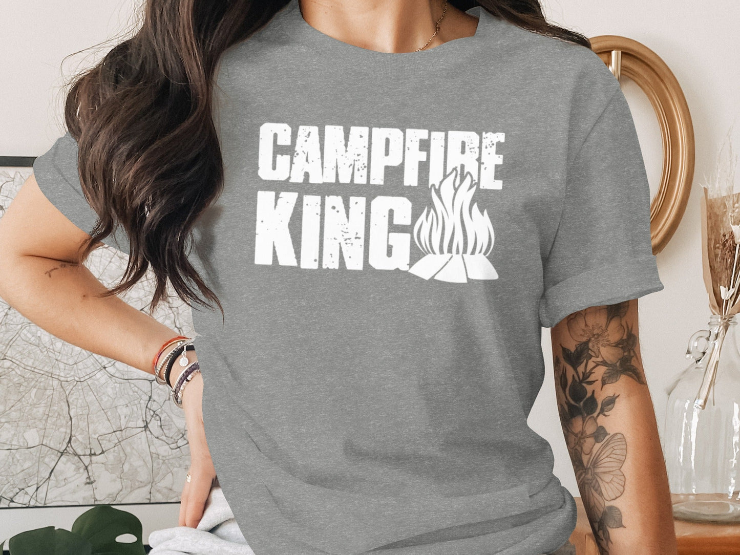 Campfire King Flames Graphic Outdoors Adventure T-Shirt