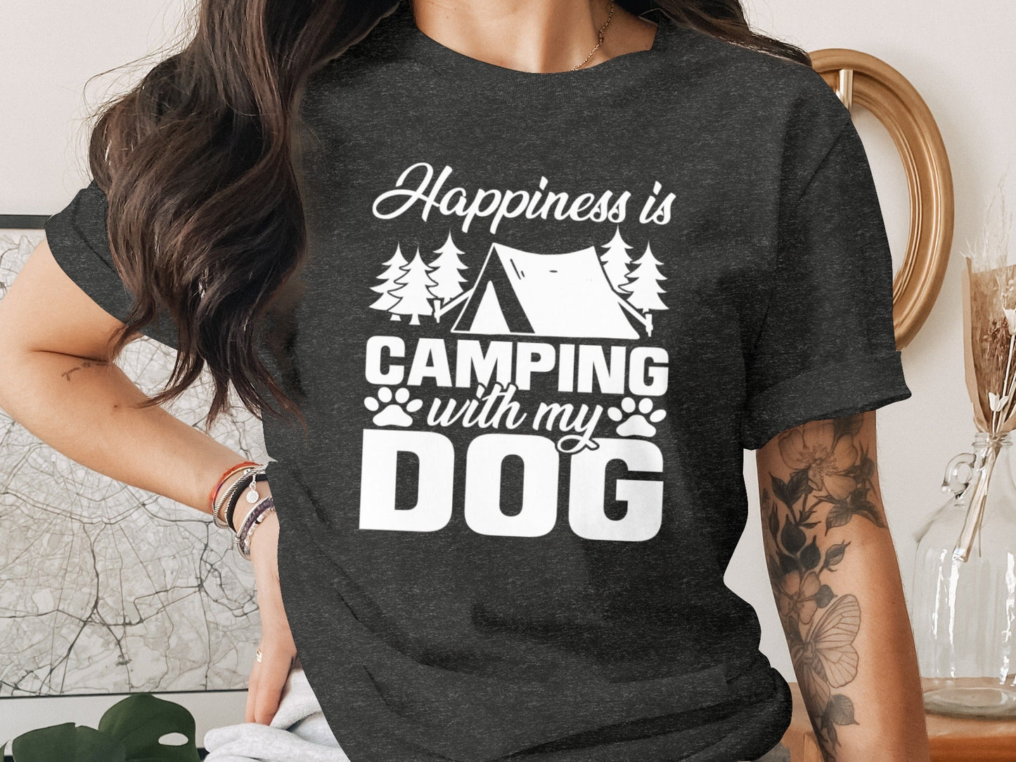 Happiness is Camping with My Dog Awesome Graphic T-Shirt