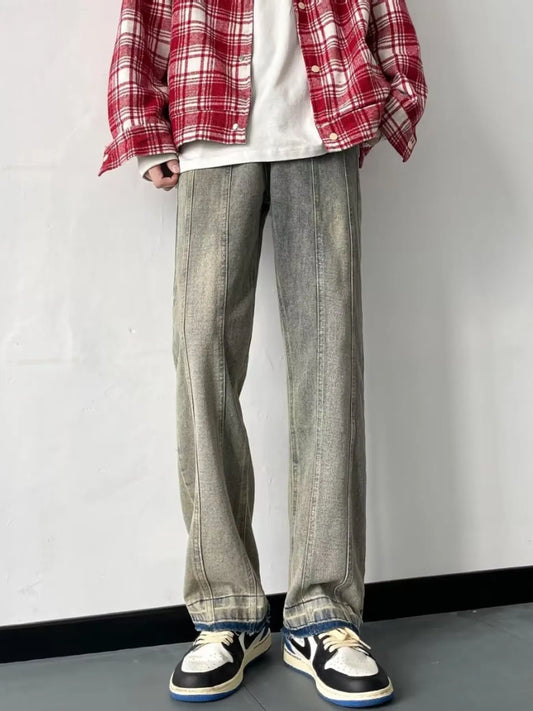 Men's Full Size Vintage Wash Wide Leg Jeans Plus Size