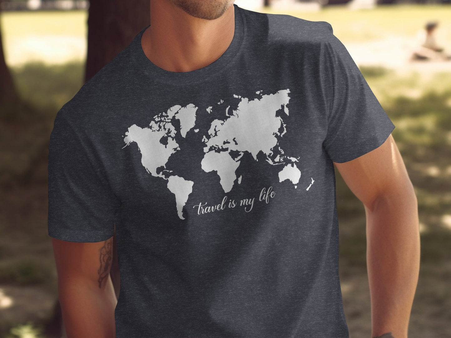 World Map Travel is My Life Graphic Design T-Shirt