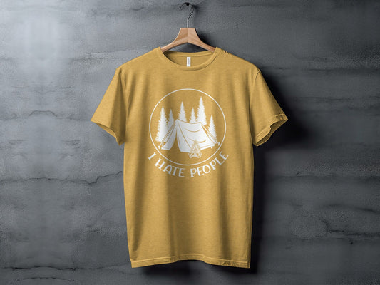 I Hate People Camping Tent Trees Graphic Illustration T-Shirt