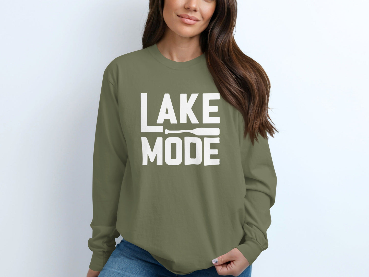 Lake Mode Paddle Graphic for Relaxation Long Sleeve T-Shirt