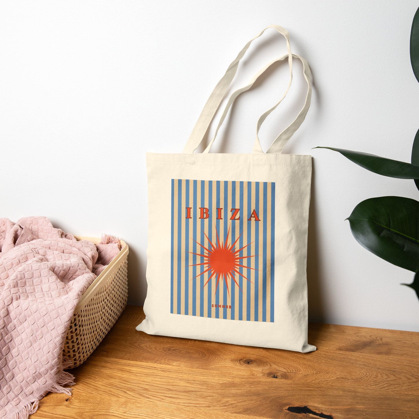 IBIZA Summer Cotton Canvas Tote Bag