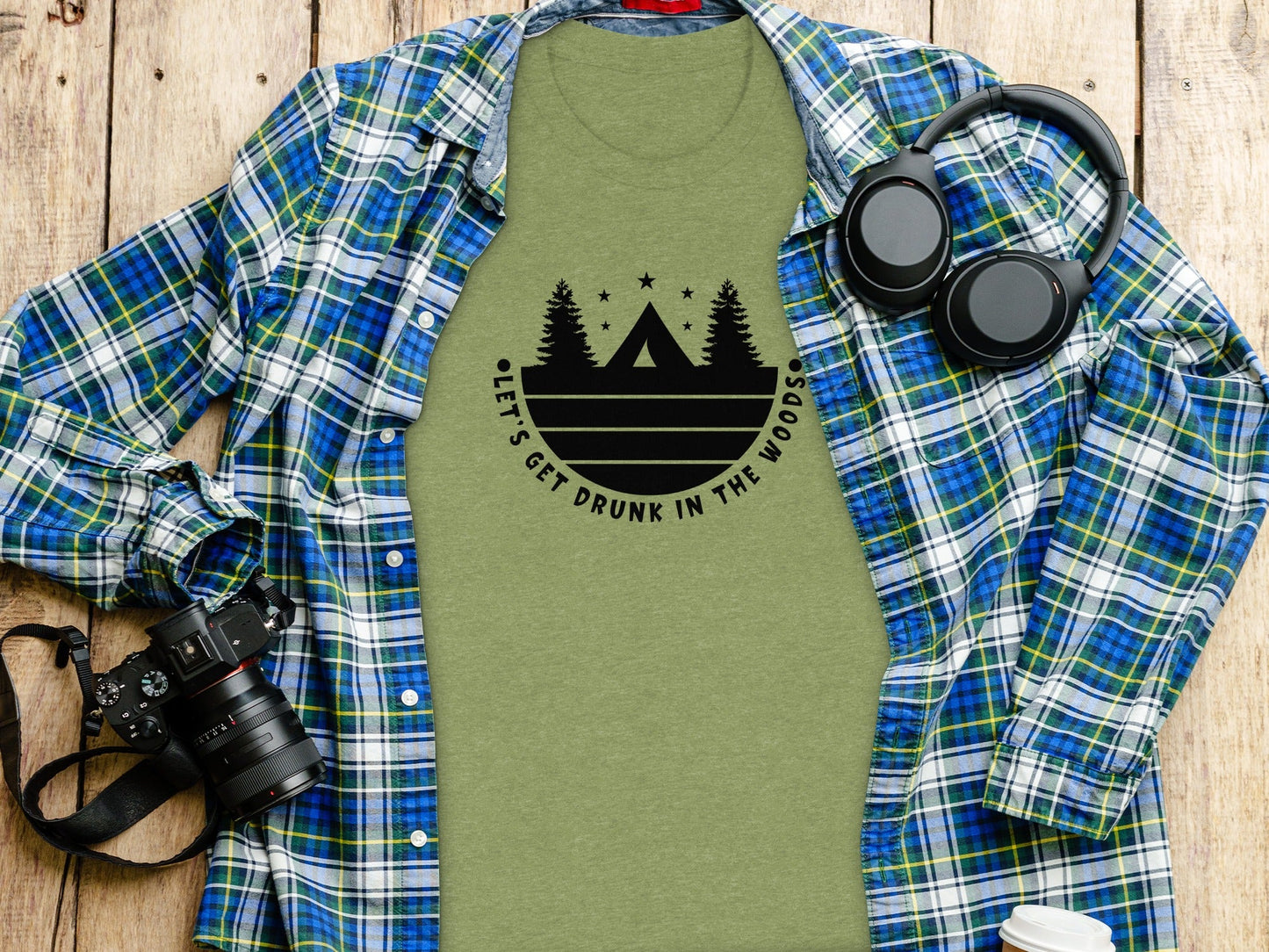 Let's Get Drunk In The Woods Camping Adventure T-Shirt