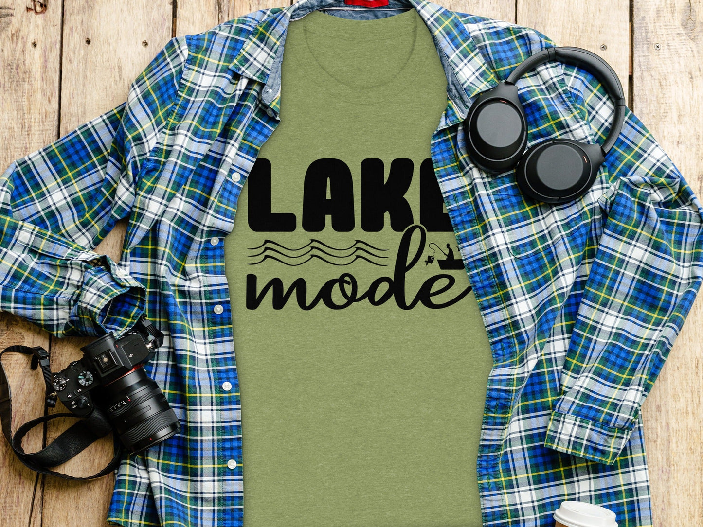 Lake Mode With Fishing Design Graphic Great Outdoors T-Shirt