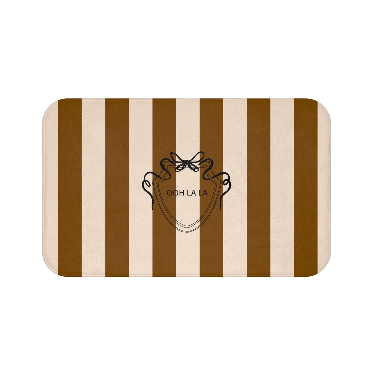 Striped 'Ooh La La' Bath Mat — Brown & Beige Bathroom Rug