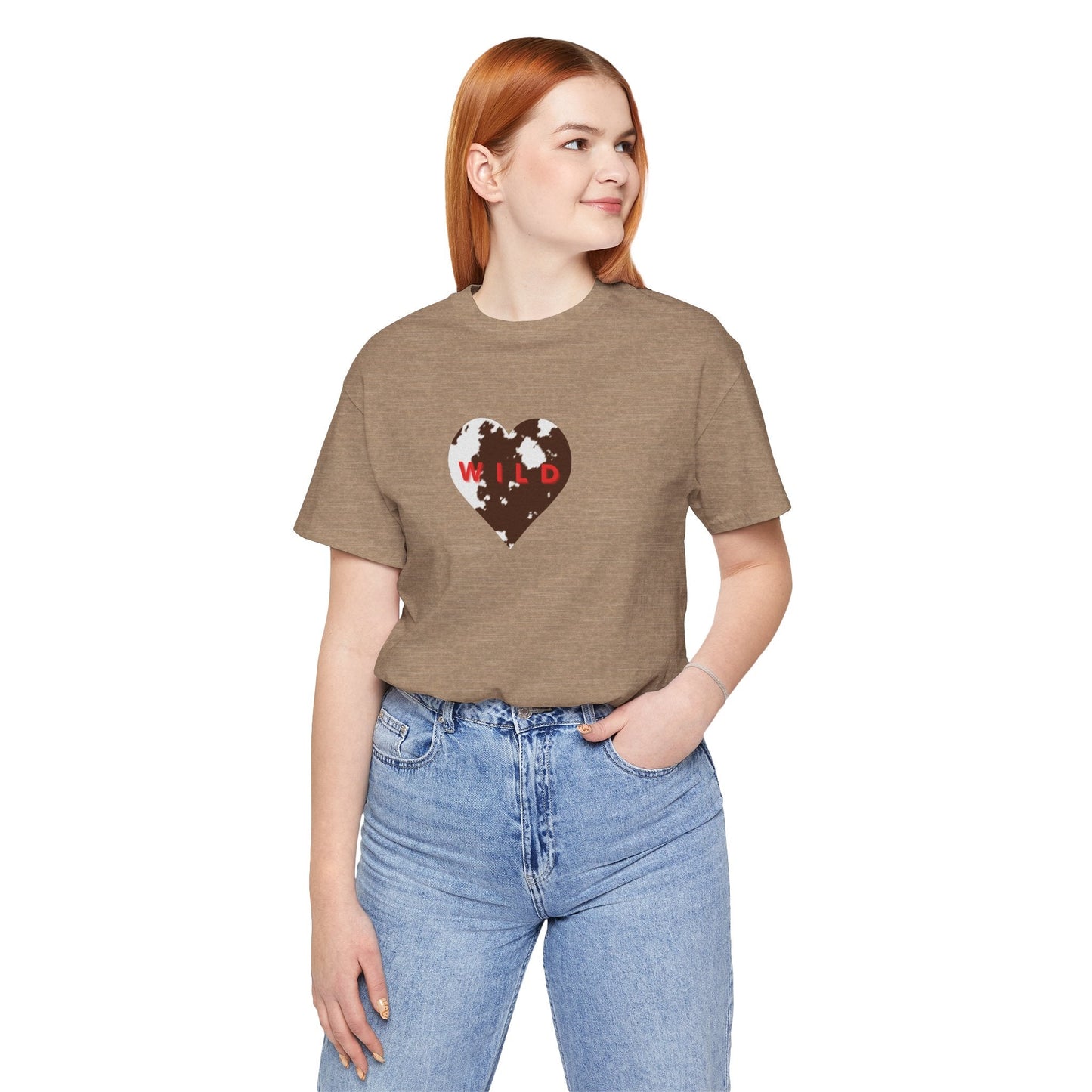 Animal Print Heart Ladies Tee - COWHIDE