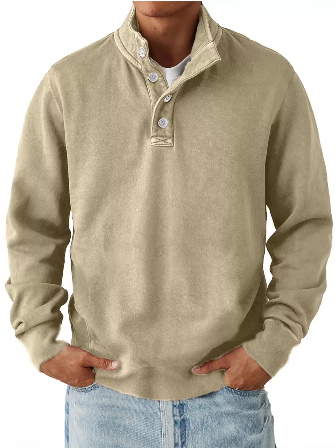 Men's Button Detail Long Sleeve Sweatshirt