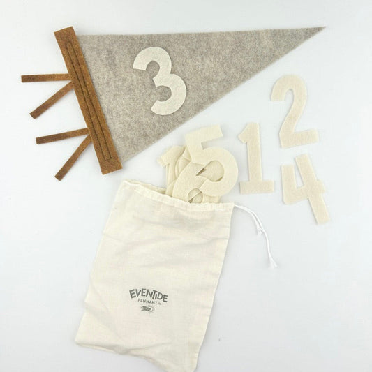 Monthly Milestone Pennant // beige with chestnut, block numbers