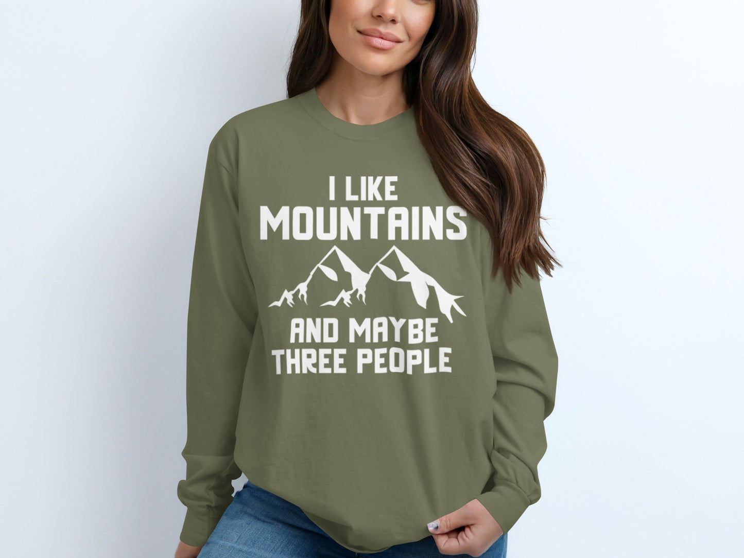 I Like Mountains And Maybe Three People Long Sleeve T-Shirt