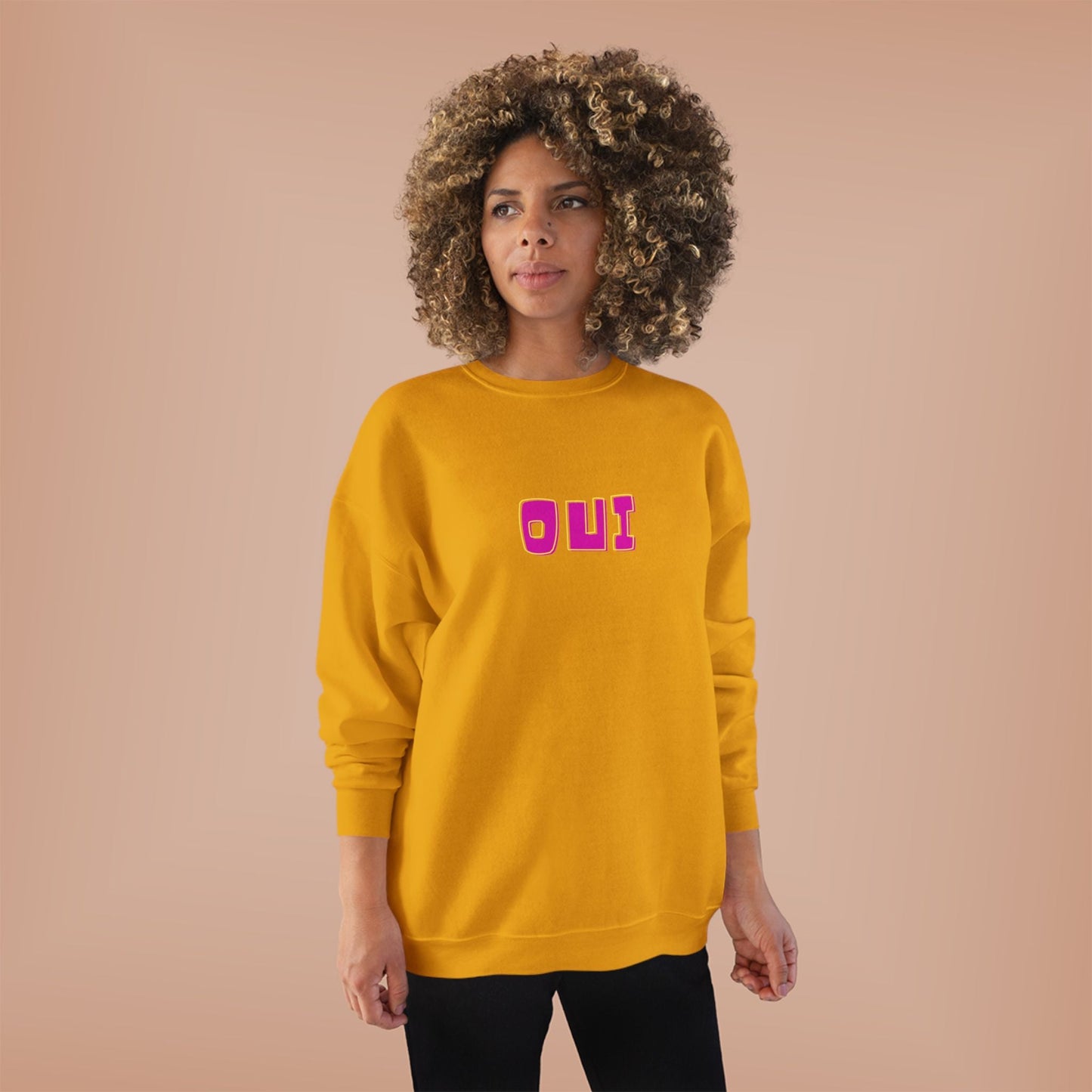 Bold French  "OUI" Ladies Sweatshirt - Bright Color Sweatshirt