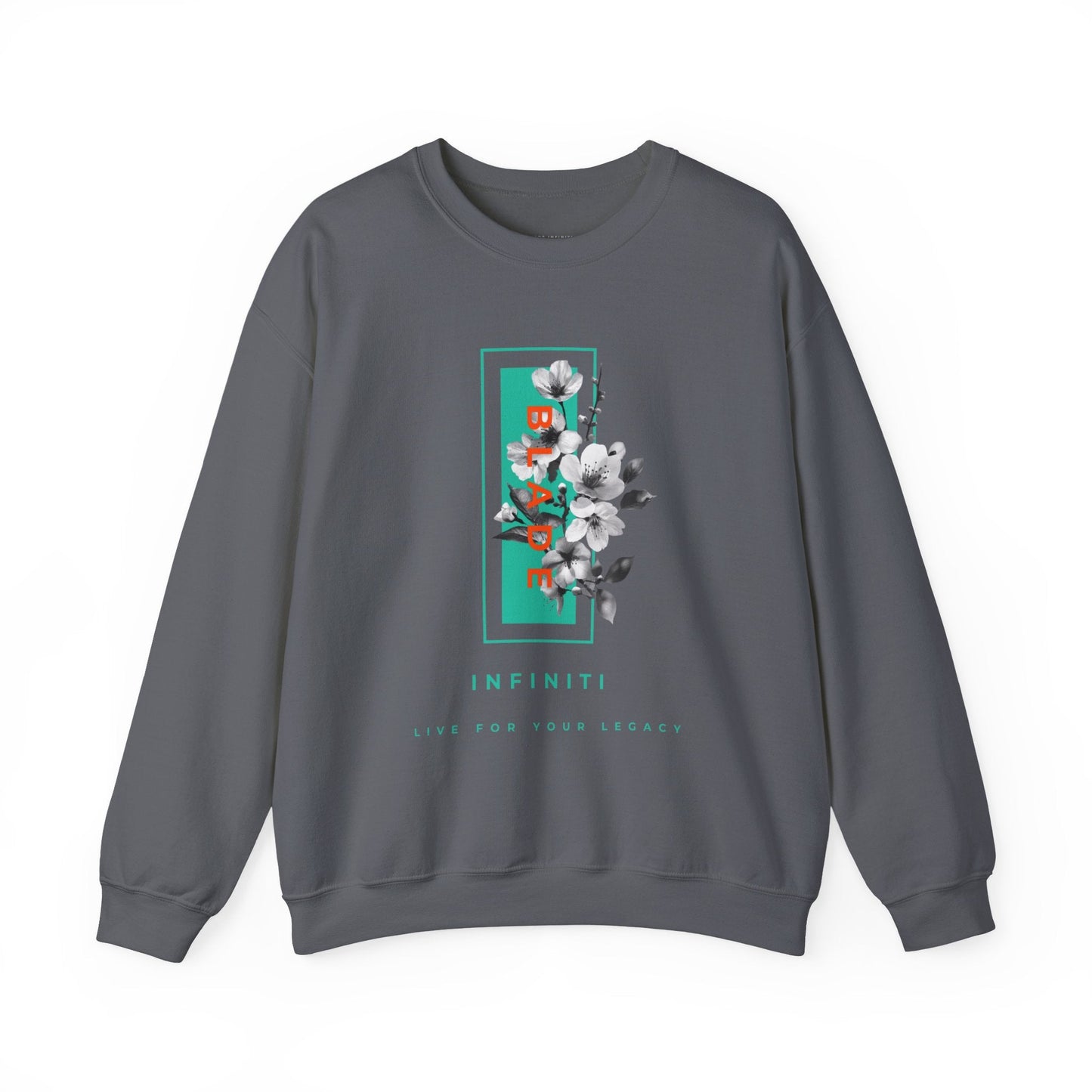 Bloom Bae Teal/Orange Floral Unisex Crewneck Sweater