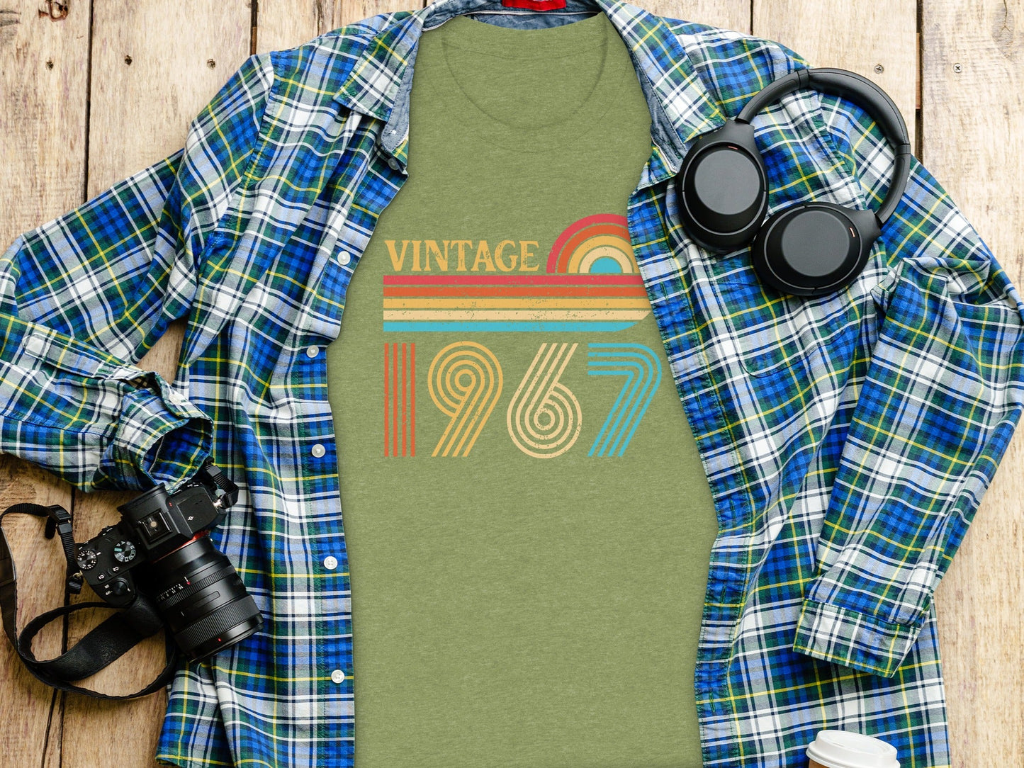 Vintage Since 1967 Retro Rainbow Birthday T-Shirt