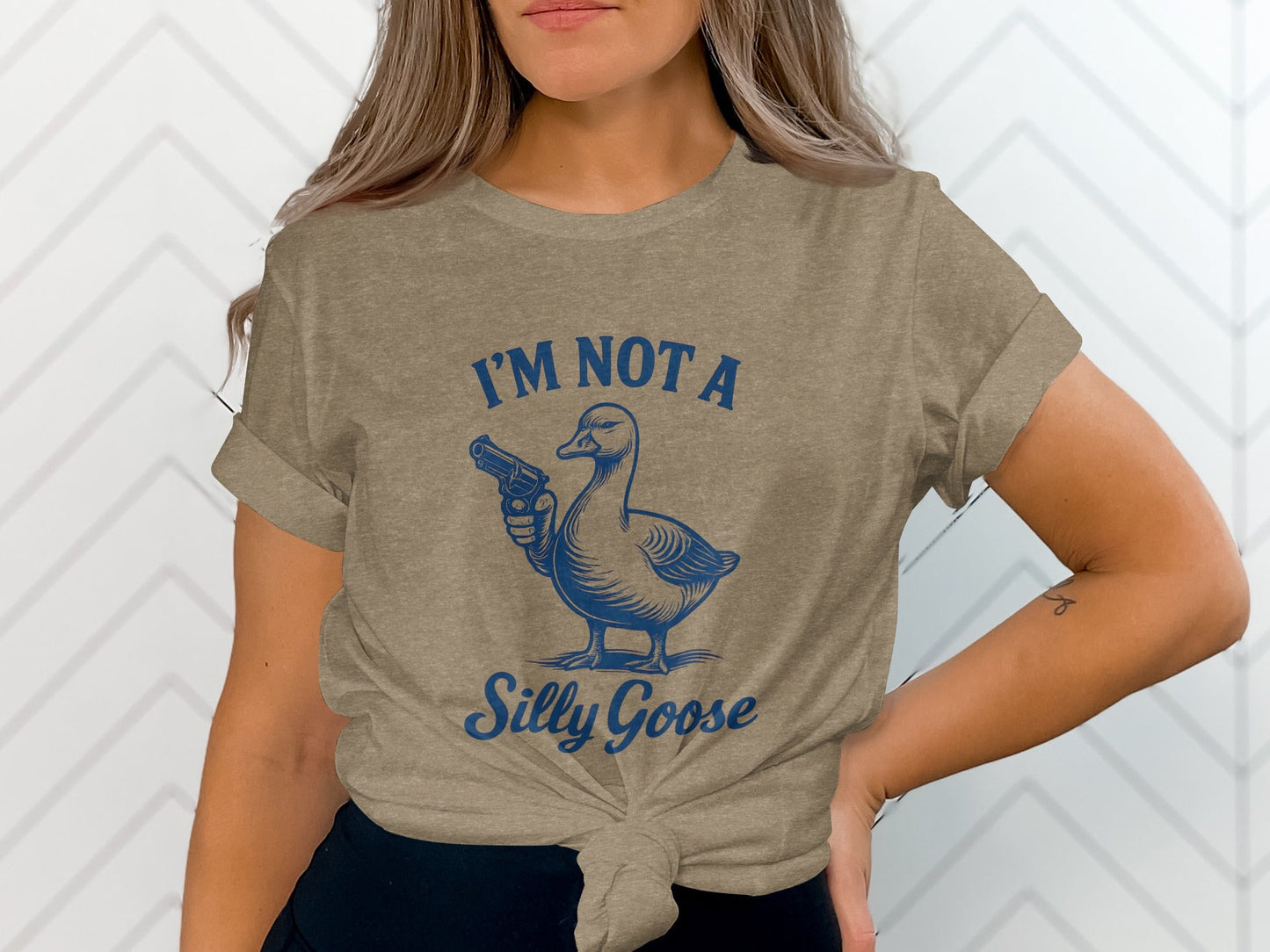 I Am Not A Silly Goose With Gun Funny Goose Design T-Shirt