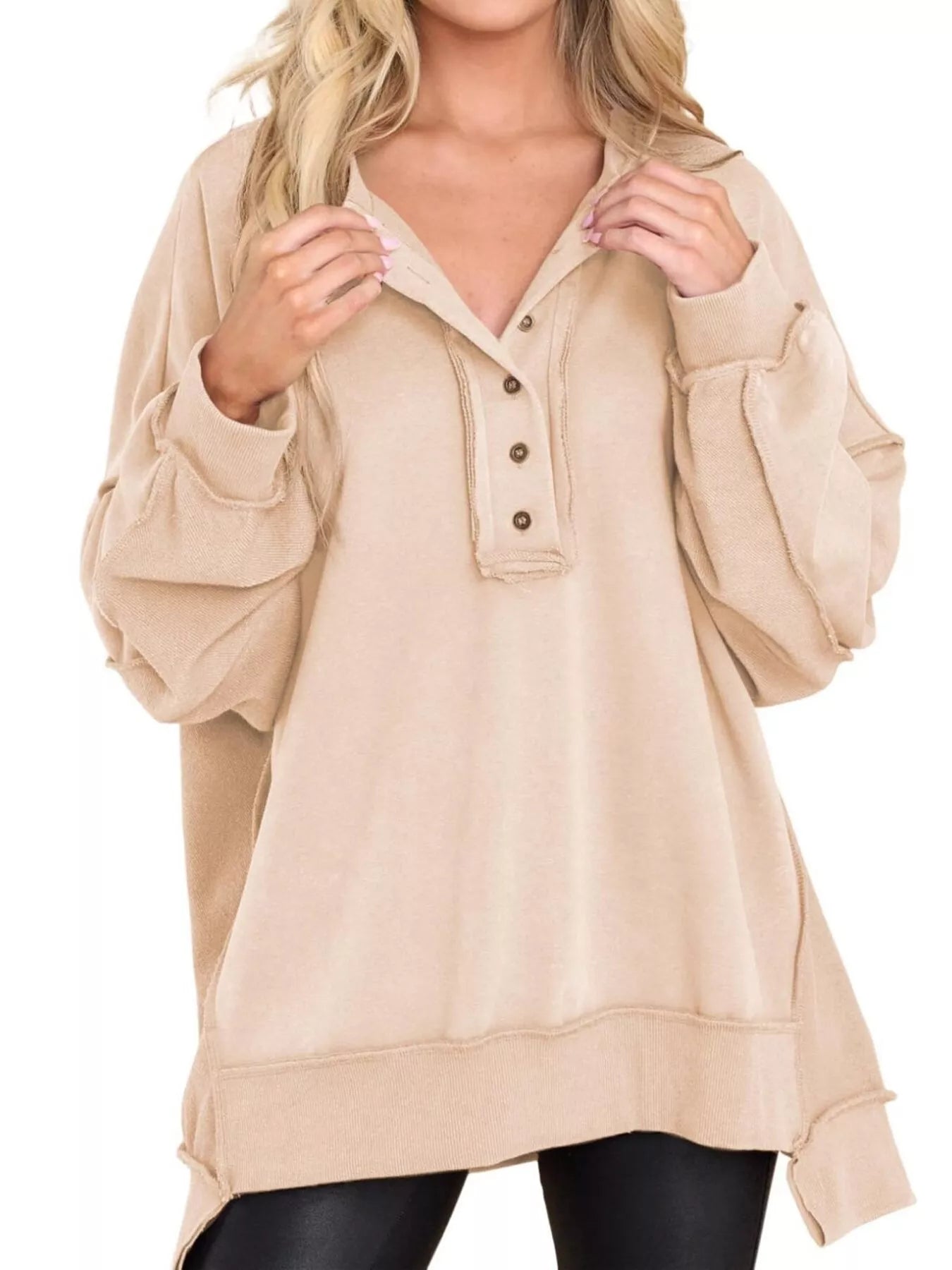 Half Snap Long Sleeve Sweatshirt