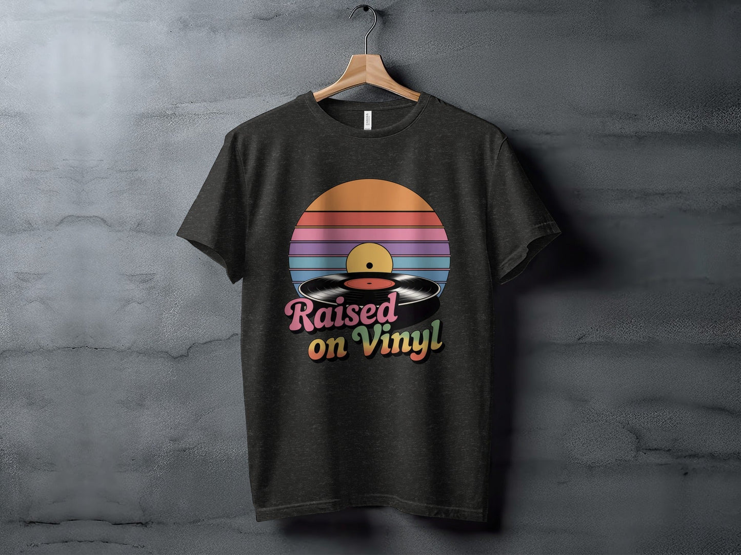 Raised On Vinyl Vintage Retro Style Design Graphic T-Shirt