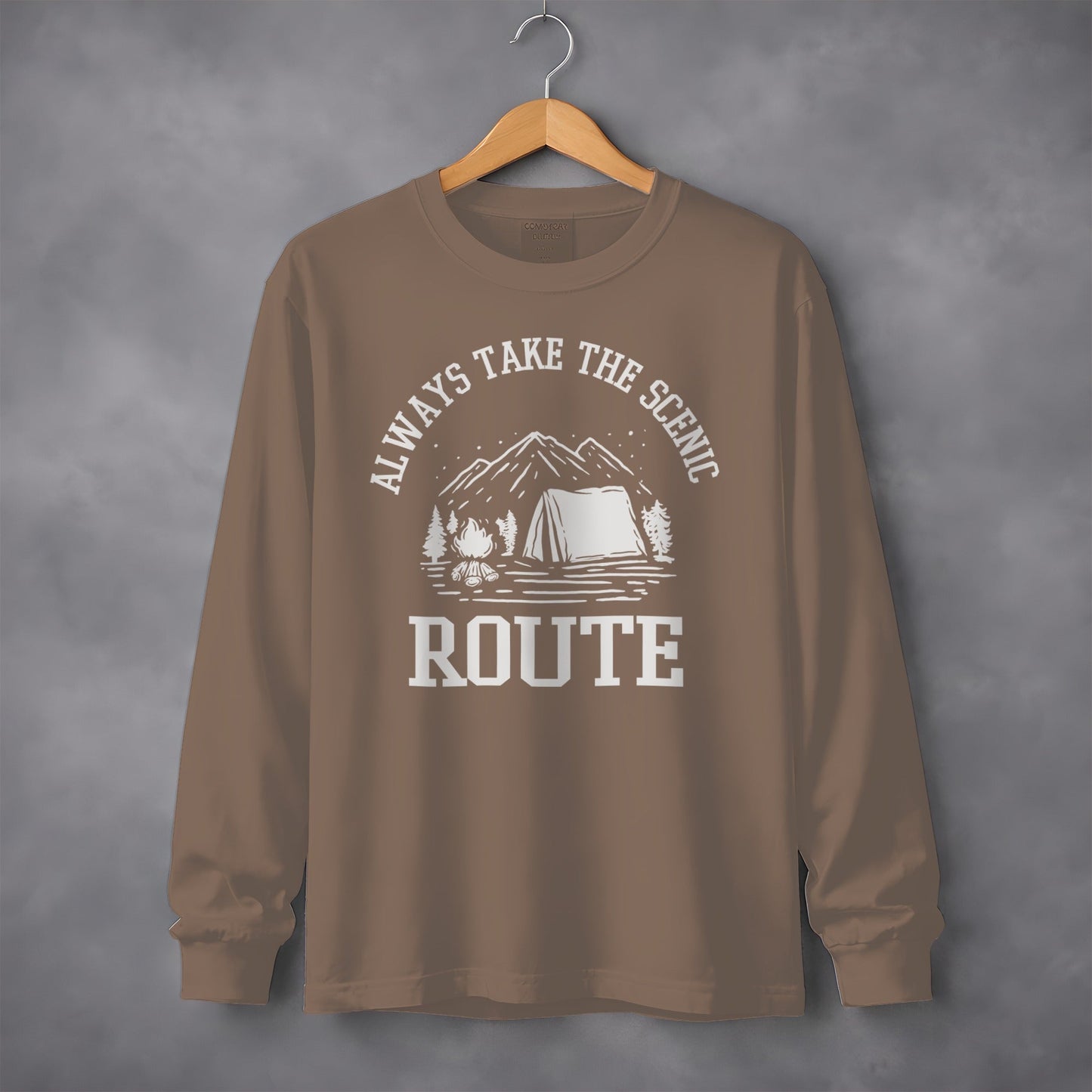 Always Take The Scenic Route Camping Adventure Long Sleeve T-Shirt