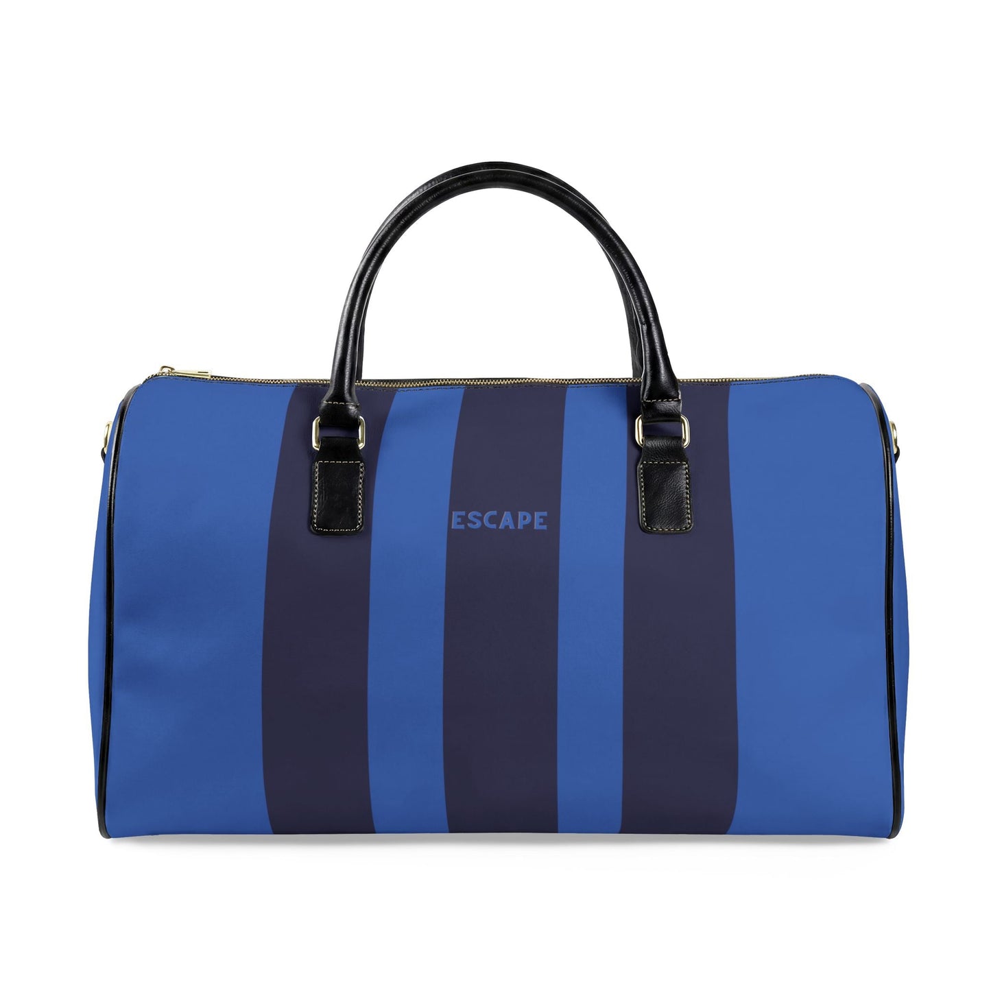 ESCAPE Vegan Leather Travel Bag — Royal Blue Stripes Unisex Duffle
