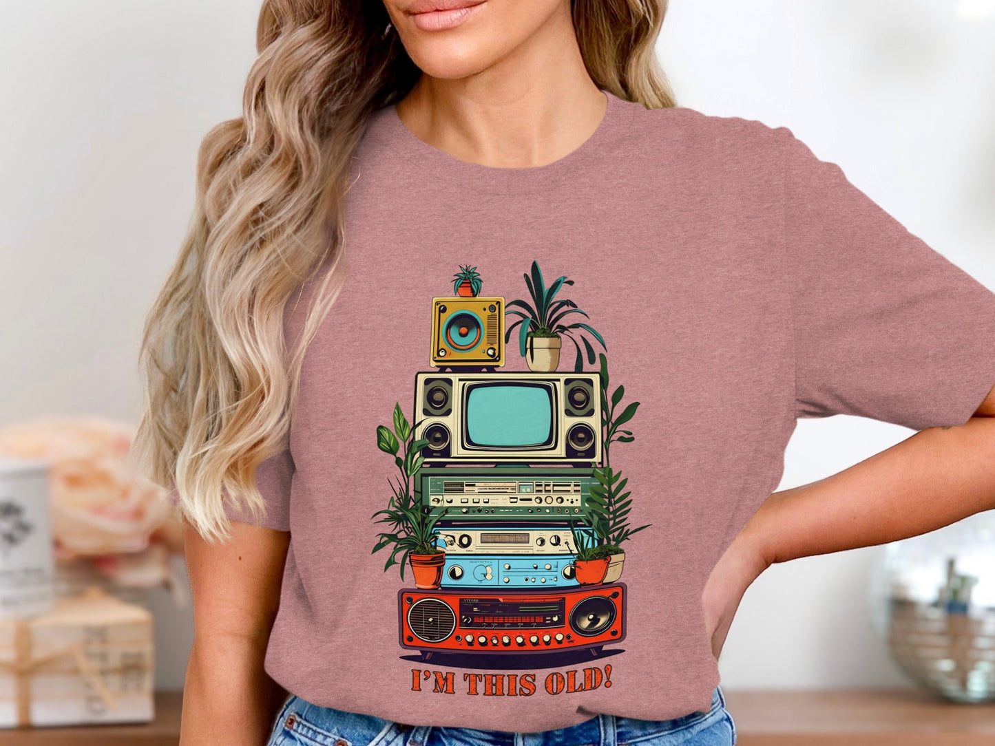 I'm This Old Electronics Tower With Plants Graphic T-Shirt