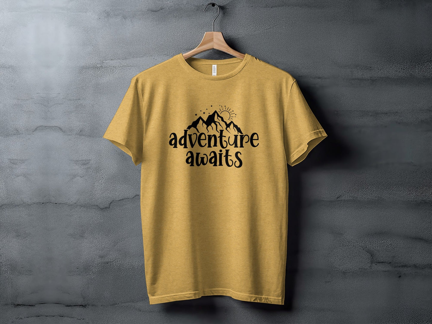 Adventure Awaits With Mountain and Stars Graphic T-Shirt